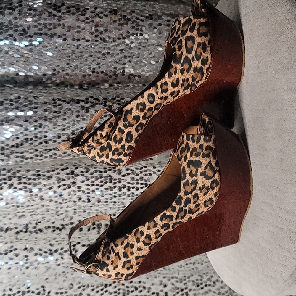 Cheetah Wedges with ankle strap